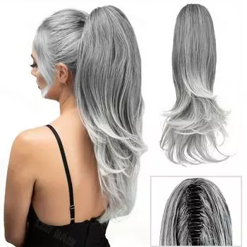 MERISIHAIR Синтетический коготь Длинная волна Наращивание волос «Конский хвост» Шиньон для женщин Аксессуары для волос 35cm