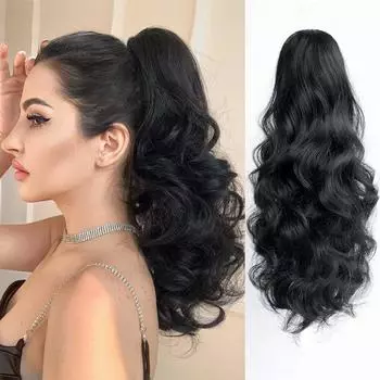 MERISIHAIR Синтетический коготь, волнистый вьющийся хвост, наращивание парика, длинный пушистый хвост, часть волос для женщин, одежда для косплея 40cm