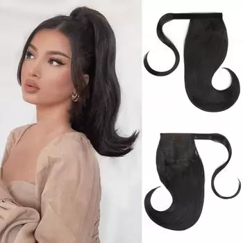 MERISIHAIR синтетический прямой хвост с запахом длинный хвост наращивание натуральный прямой хвост для женщин 50cm