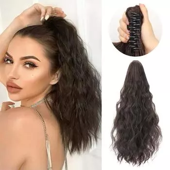 MERISIHAIR синтетический зажим для волос в волнистом хвосте, наращивание волос, короткий шиньон, пучок, искусственные натуральные волосы, накладная косичка для женщин 40cm