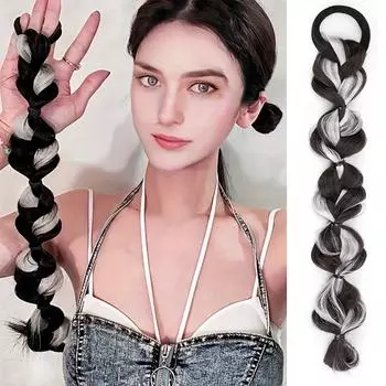 MERISIHAIR Synthetic Long Straight Twisted Braided Ponytail Extension Elastic Band Hair Easy To Wear For Women Accessory 40cm