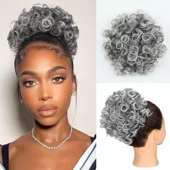 MERISIHAIR Волосы в виде небрежного пучка, синтетические, эластичные, с завязками, свободные, волнистые, вьющиеся, конский хвост, накладные волосы, пучок для женщин, ежедневное использование 25cm