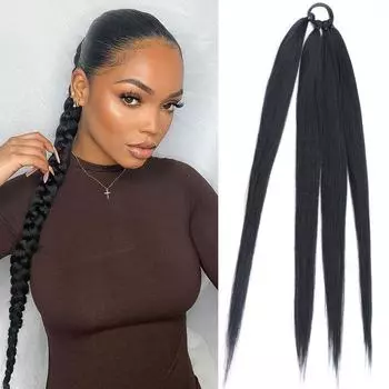 MERISIHAIR Женская мода Длинные прямые волосы Яки Бокс шиньон Синтетическое волокно Повседневная одежда Плетеный хвост Наращивание волос Цвет омбре 65 cm