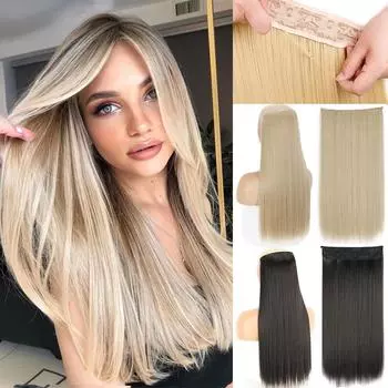 MERISIHAIR женские модные невидимые наращивание волос без зажимов синтетическое волокно длинные прямые волнистые шиньон для повседневного ношения 55 cm