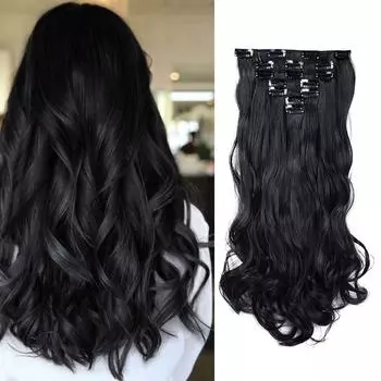 MERISIHAIR женские наращивание волос 24 дюйма длинные волнистые шиньон 7 шт./компл. 16 зажимов синтетические высокотемпературные волокна шиньон 24inches