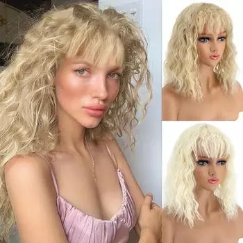 MERISIHAIR женские натуральные короткие вьющиеся волосы с челкой кукурузная волна наращивание волос синтетическое волокно шиньон вечерние повседневное использование