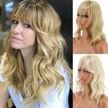 MERISIHAIR Женские натуральные волосы Модные короткие волнистые наращивание волос с челкой Парик из синтетического волокна ежедневного использования с зажимом на голове для покрытия выпадения волос