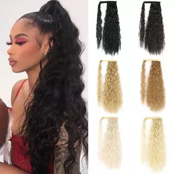 MERISIHAIR женский длинный волнистый хвостик для наращивания волос синтетическое термостойкое волокно длинный прямой волнистый парик для повседневного ношения 55 cm