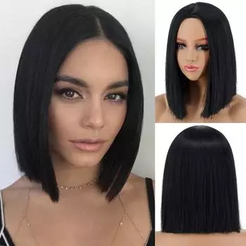 MERISIHAIR женский короткий прямой парик без челки, светлые синтетические волосы, парики боб, средняя часть, натуральный черный, красный, розовый, оранжевый, волосы для косплея