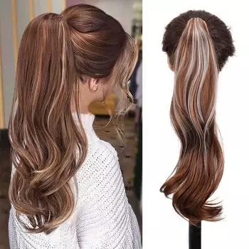 MERISIHAIRСинтетический хвост с когтями Длинный волнистый хвост Наращивание волос на заколках Элегантный Натуральный Назначение Повседневные Аксессуары для волос 50cm