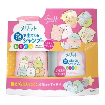 Merit Foam Shampoo для волос Tangled Pump Sumikko Gurashi Design 540 мл для детей, для волос, + сменный, набор, розовый