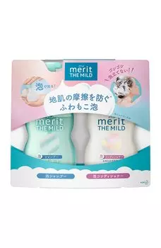 Merit The Mild Foaming Shampoo Foaming Conditioner Pump Pair 1080ml Выходит в виде пены с самого начала Слабокислотный, как волосы и кожа головы