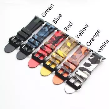 MERJUST модный спортивный камуфляжный силиконовый каучук Apple Watch 1 2 3 4 ремешок для часов браслет correa 42 мм 44 мм Iwatch черный, белый, зеленый 42mm зелёный