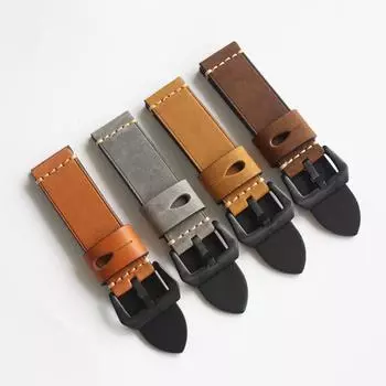 MERJUST ручной работы 20 мм 22 мм 23 мм 24 мм 26 мм из натуральной кожи Crazy Horse кожаный ремешок для часов ремешок для часов Mido PAM U-BOAT ремень 20mm серый