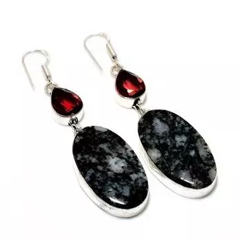 Ювелирные серьги с мерлинитом и аметистом 925 пробы, посеребренные, 2,65 дюйма