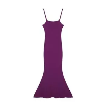 Mermaid Purple Strap Dress Female Fashion Sexy Adult Lady like Woman Wind Mother Sexy Skinny Hip Fishtail Long Skirt Purple dress L(Recommendation 52.50 kg-57.50 kg)