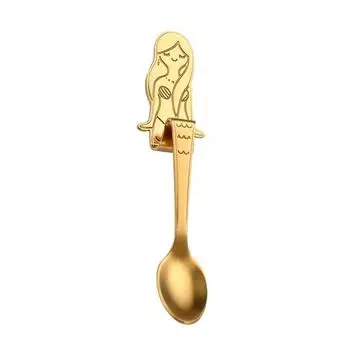 Mermaid Stainless Steel Coffee Drink Spoon Tableware Kitchen Tool Hanging Cups Gold