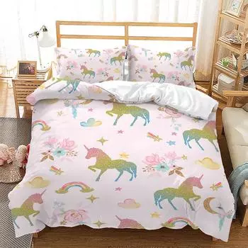 Mermaid Unicorn 3D Quilt Set Three-Piece Digital Kit 135 * 200 (two-piece set) 90g