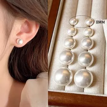 Mermaid Women s French Best Selling Fancy Pearl Stud Earrings 8mm Shijia Milk White Steamed Bread Pearl