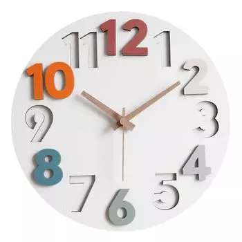 Mermbe Wall Western Silent 3D Easy to White Wood Wooden 12 дюймов Аналоговые часы для украшения комнаты, Стиль, Стильный, Популярный, Часы, Круглые, Цифры, Читать,