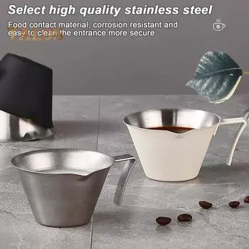 Мерная чашка для эспрессо из нержавеющей стали, 100 мл, двойная чашка для дозирования кофейных зерен, чашка для вспенивания молока, соуса, кухонные аксессуары для кафе 100ML серебряный