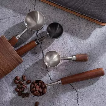 Мерная ложка для кофе с деревянной ручкой, пищевой класс, не содержит BPA, высокоценная ложка для чая и кофе, кухонный аксессуар L серебряный