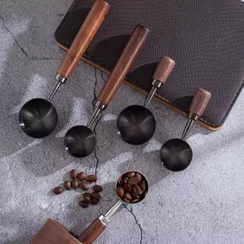 Мерная ложка для кофе с деревянной ручкой, пищевой класс, не содержит BPA, высокоценная ложка для чая и кофе, кухонный аксессуар L серебряный