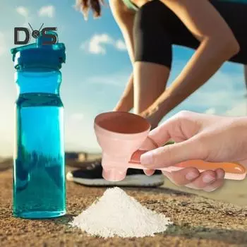 Мерная ложка с воронкой 2-в-1, противопроливаемая воронка, ползунок, кухонная ложка для измерения сухого молока, кофе, протеинового порошка чёрный