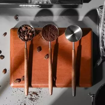 Мерные ложки для кофейных зерен с длинной ручкой Ручка из орехового дерева Совок для кофе Мука