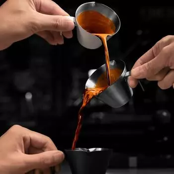 Мерный стакан для кофе, мерный стакан с острым горлышком из нержавеющей стали со шкалой, мерный кувшин, профессиональный домашний инструмент для бариста чёрный