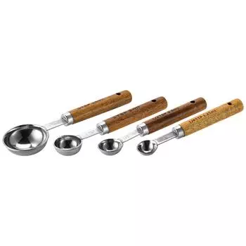 Мерный стакан из нержавеющей стали, мерная ложка, мерная ложка с деревянной ручкой, измерительный инструмент, кухонный инструмент для выпечки One Size