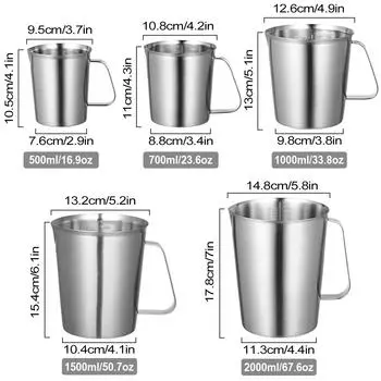 Мерный стакан, мерный стакан из нержавеющей стали, кувшин для вспенивания молока, чашка для вспенивания молока с маркировкой и ручкой для эспрессо