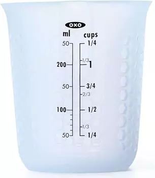 Мерный стакан OXO, силиконовый мерный стаканчик для микроволновой печи, маленький, 250 мл белый