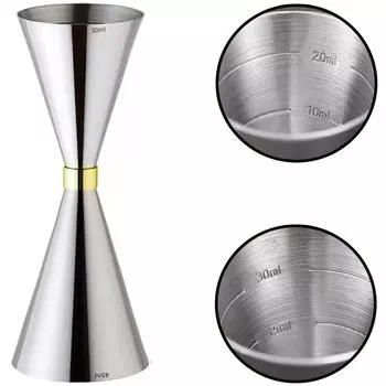 Мерный стакан, весы, джиггер, коктейльный стакан из нержавеющей стали, встроенный стальной мерный стакан, серебряные принадлежности/утварь (30мл/45мл)