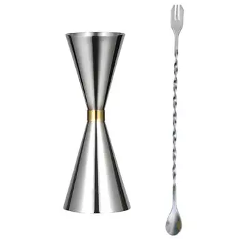 Мерный стакан WOMLEX, мерный стакан со шкалой, мерный стакан с двумя головками, мерный стакан для унций, мерный стакан для коктейлей, стакан для измельчения вина, серебряный брусок из нержавеющей стали