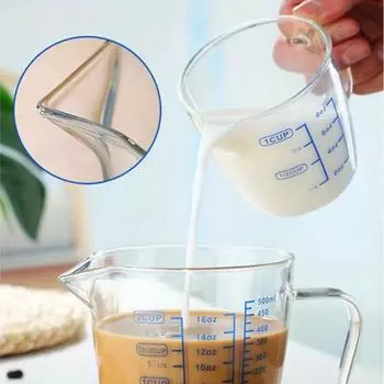 Мерный стаканчик для молока из термостойкого стекла, прозрачная крышка, мерный стаканчик для выпечки в микроволновой печи 250 ml