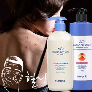 Merpil body acne improvement! AC+Body Wash 500g & AC+Magic Body Lotion 400ml SET, 1 piece