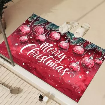 Merry Christmas Bath Mat Bathroom Foot Mats Absorbent Quick Dry Shower Rug Anti-slip Bathtub Pad Entrance Doormats Washable 40cmx60cm
