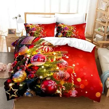 Merry Christmas Bedding Set 3D Print Single Twin Full Queen King Size Christmas Gift Bed Set Aldult Kid Bedroom Duvetcover Sets EU single(135x200cm)