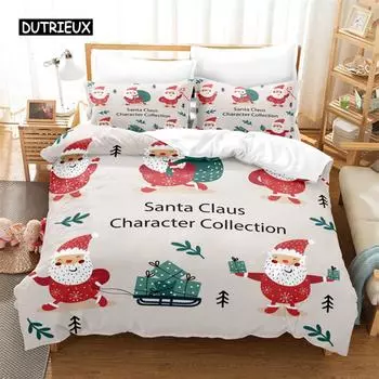 Merry Christmas Bedding Set Duvet Cover Set 3d Bedding Digital Printing Bed Linen Queen Size Bedding Set Fashion Design EU single(135x200cm)