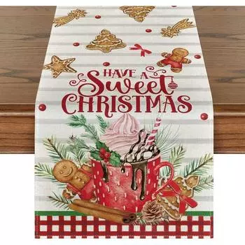 Merry Christmas Christmas Table Runner Faceless Gnome Snowman Table Cover Home Party Decor 6