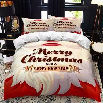 Merry Christmas Duvet Cover Deer Santa Claus Gifts Bedding Set Microfiber Quilt Cover With Pillowcases Full King For Boys Girls 70x133cm 2pcs