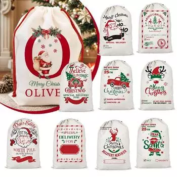 Merry Christmas Gift Bags Retro Santa Claus Imitation Sackcloth Party Xmas Accessories Bags Bag D2P1 2-1pcs