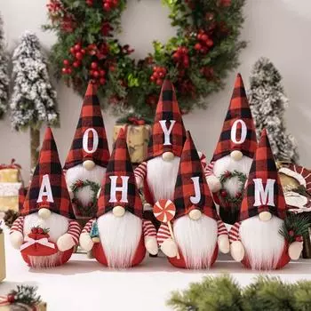 Merry Christmas Gnome Faceless Doll Ornaments Happy New Year 7 Letters Alphabet Standing Gnome Cartoon Creative