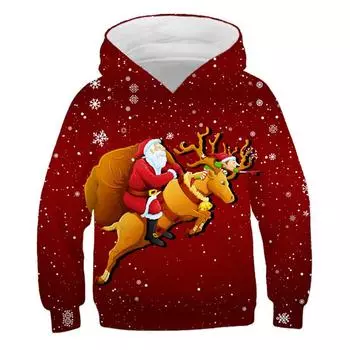Merry Christmas Kids Santa Claus Hoodie Children s Cartoon Wear Girls Elk Clothes Autumn Boy Hoodies Long sleeved Sweatshirt 100