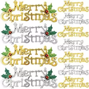 Merry Christmas Letter Hanging Sign Xmas Tree Hanging Pendant Gold Silver Alphabet Door Window Ornaments New Year Decorations