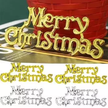 Merry Christmas Logo Decoration Christmas Tree Decoration Pendant Plastic English Gold Christmas Letters 3D Hanging Logo Pendant 1pcs