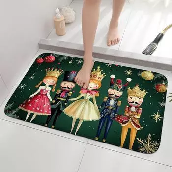 Merry Christmas printed flannel carpet,used as anti slip indoor mat for doorways,living rooms,bedrooms,kitchens,and laundry room 400MMx600MM