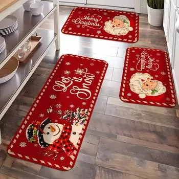 Merry Christmas Snowflake Snowman Wecome Carpet Living Room Bedroom Rugs Kitchen Bathroom Non-slip Floormat Navidad Decorations 40x60cm 16x24inch