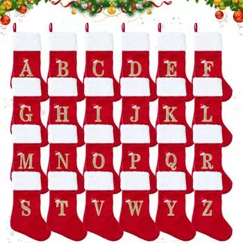 Merry Christmas Socks Red Snowflake Alphabet Letters Christmas Stocking Christmas Tree Pendant Decor 2024 for Home Xmas Gift